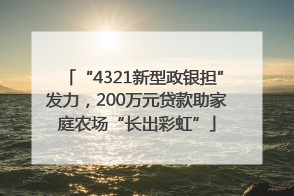 “4321新型政银担”发力，200万元贷款助家庭农场“长出彩虹”