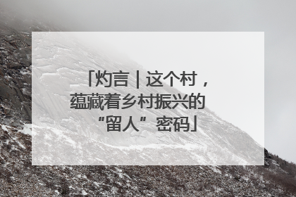 灼言｜这个村，蕴藏着乡村振兴的“留人”密码