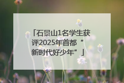 石景山1名学生获评2025年首都“新时代好少年”