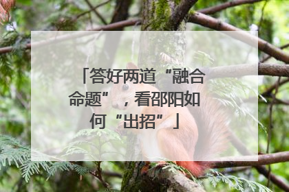 答好两道“融合命题”，看邵阳如何“出招”