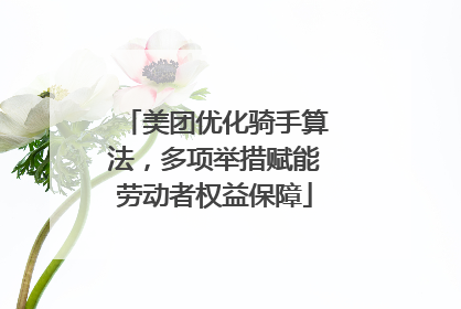 美团优化骑手算法，多项举措赋能劳动者权益保障