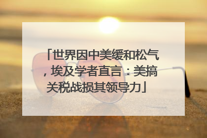 世界因中美缓和松气，埃及学者直言：美搞关税战损其领导力
