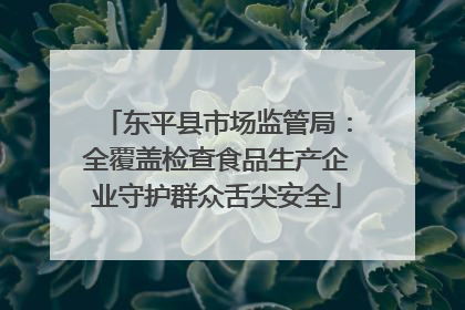 东平县市场监管局：全覆盖检查食品生产企业守护群众舌尖安全