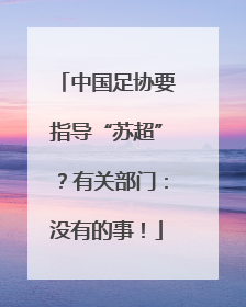 中国足协要指导“苏超”？有关部门：没有的事！