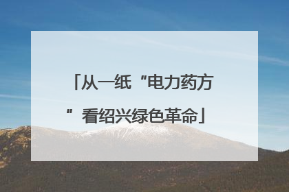 从一纸“电力药方”看绍兴绿色革命
