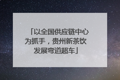 以全国供应链中心为抓手，贵州新茶饮发展弯道超车