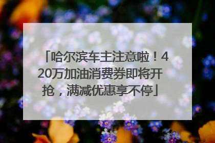 哈尔滨车主注意啦！420万加油消费券即将开抢，满减优惠享不停
