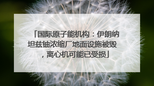 国际原子能机构：伊朗纳坦兹铀浓缩厂地面设施被毁，离心机可能已受损