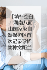 填补空白！湖南八面山国家级自然保护区首次记录珍稀物种宽距兰