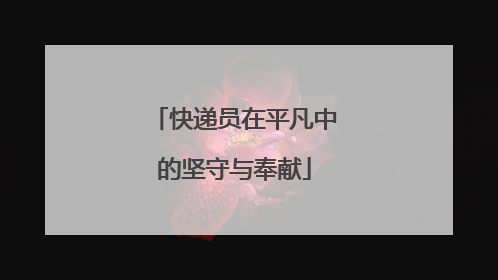 快递员在平凡中的坚守与奉献