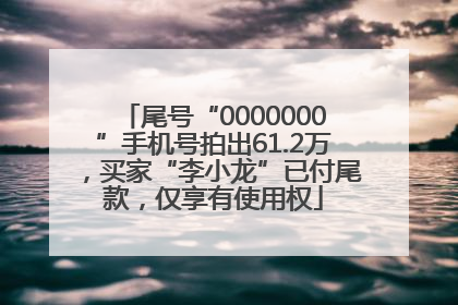 尾号“0000000”手机号拍出61.2万，买家“李小龙”已付尾款，仅享有使用权