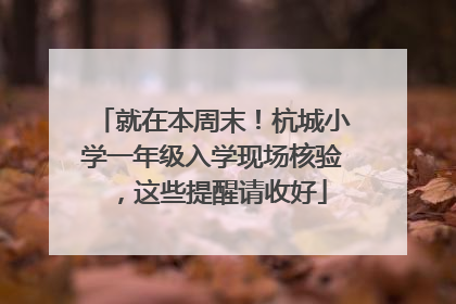 就在本周末！杭城小学一年级入学现场核验，这些提醒请收好