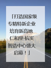 打造国家级专精特新企业培育新高地 仁和里·杭实智造中心盛大启幕！