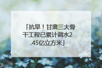 抗旱！甘肃三大骨干工程已累计调水2.45亿立方米