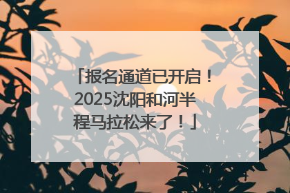 报名通道已开启！2025沈阳和河半程马拉松来了！