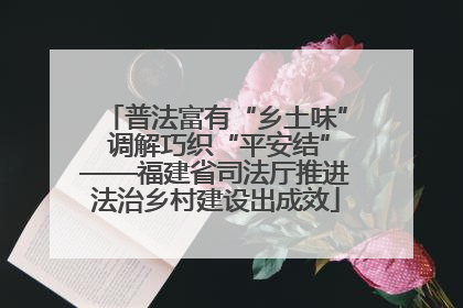普法富有“乡土味” 调解巧织“平安结”——福建省司法厅推进法治乡村建设出成效
