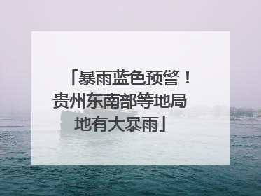 暴雨蓝色预警！贵州东南部等地局地有大暴雨