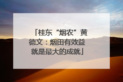 桂东“烟农”黄德文：烟田有效益就是最大的成就