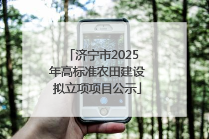 济宁市2025年高标准农田建设拟立项项目公示