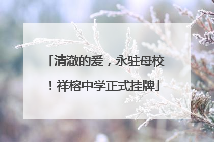 清澈的爱，永驻母校！祥榕中学正式挂牌