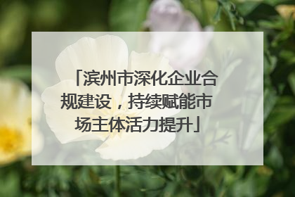 滨州市深化企业合规建设，持续赋能市场主体活力提升