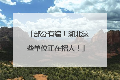 部分有编！湖北这些单位正在招人！