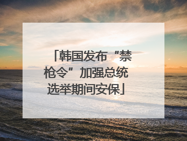 韩国发布“禁枪令”加强总统选举期间安保