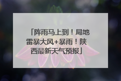 阵雨马上到！局地雷暴大风+暴雨！陕西最新天气预报